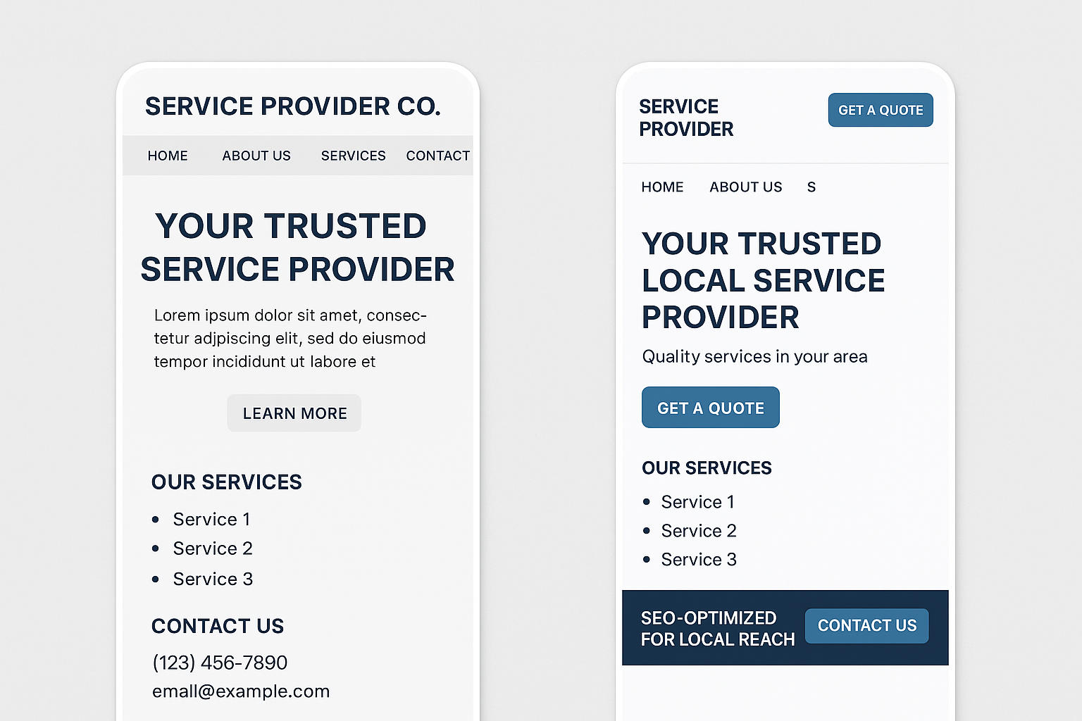 Case study screenshot for a service company