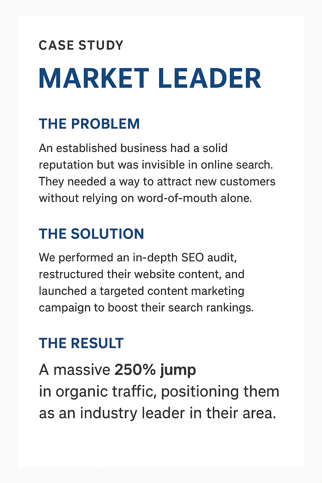 Case study screenshot for a market leader
