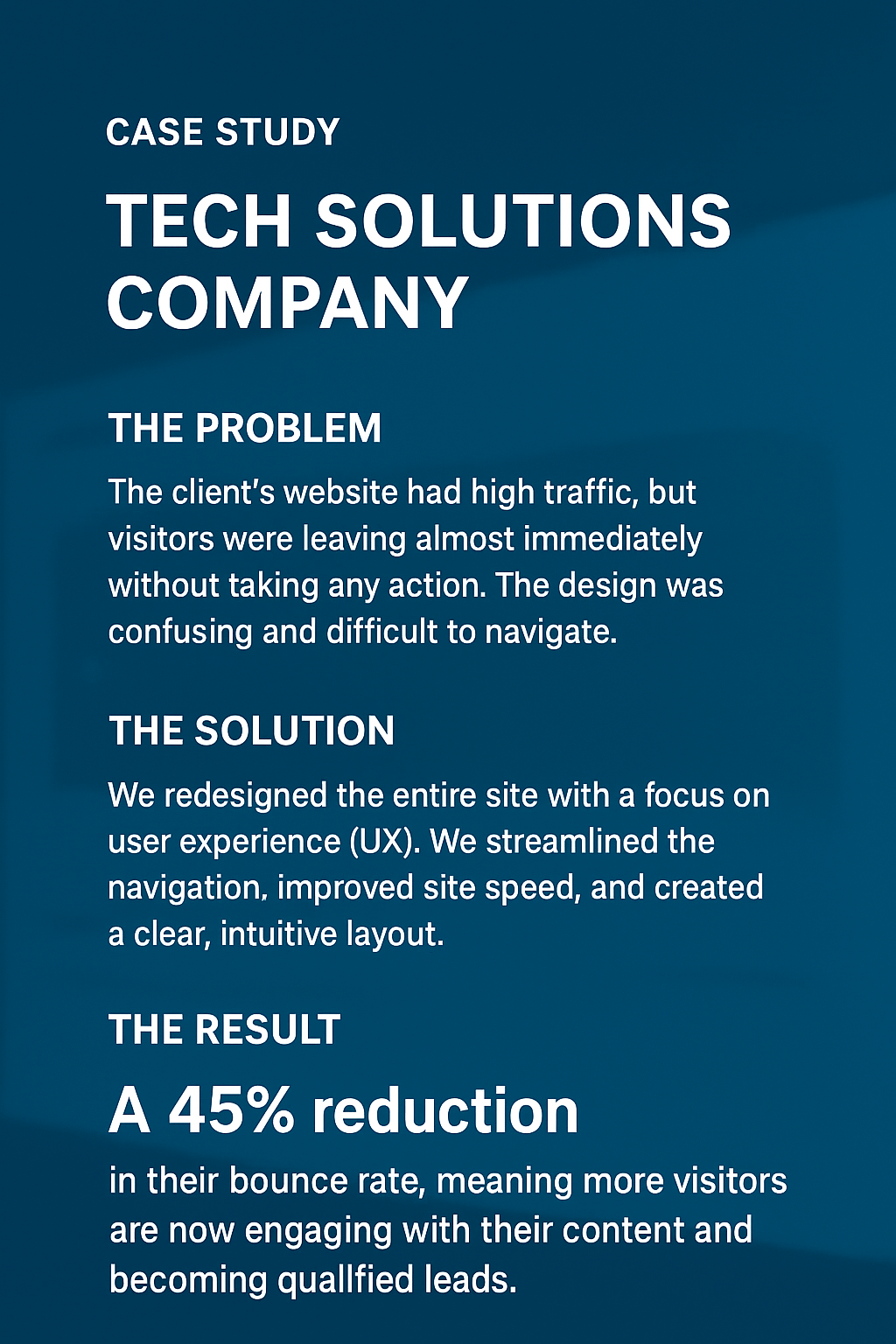 Case study screenshot for a tech solutions company